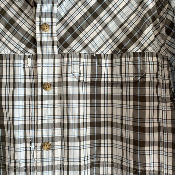 Duluth Size L Gray Blue Button Up Shirt Short Sleeves Vented Polyester/Nylon - Picture 5 of 9